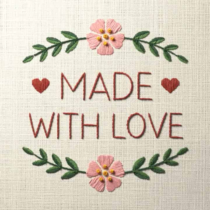 Made with love: preview of the stitched design