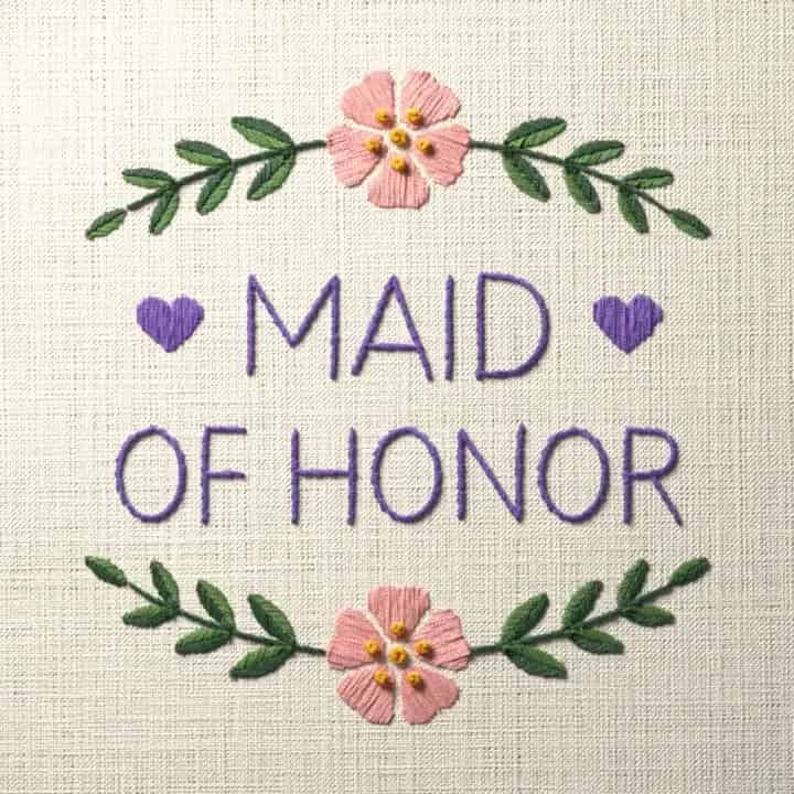 Maid of honor: preview of the stitched design