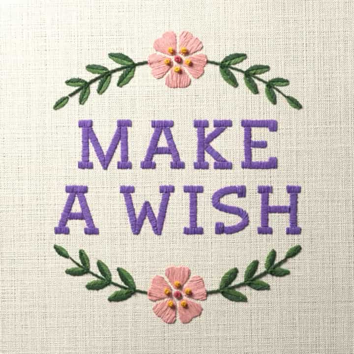Make a wish: preview of the stitched design