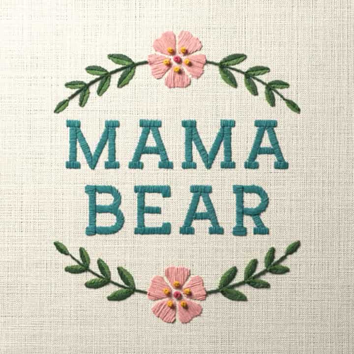 Mama bear: preview of the stitched design