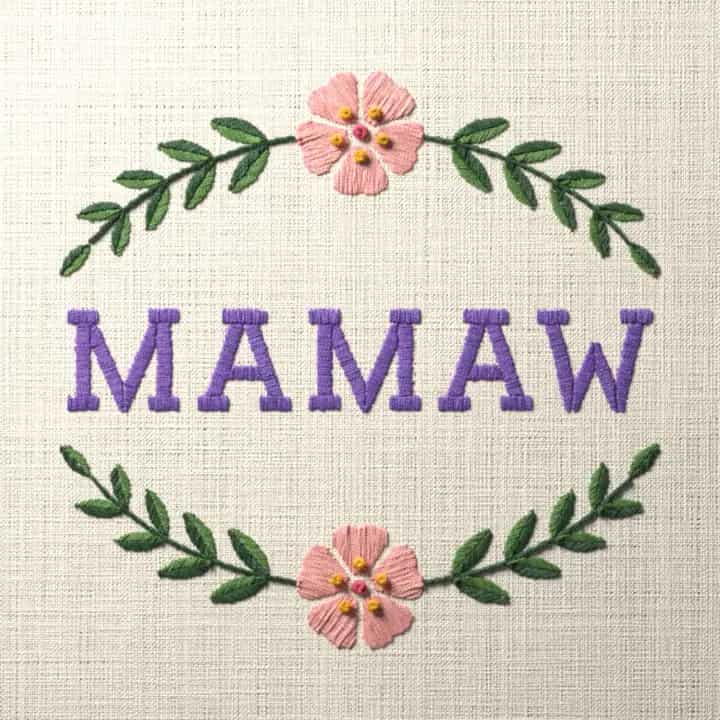 Mamaw in laurel: preview of the stitched design