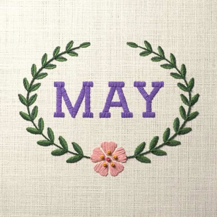 May in laurel: preview of the stitched design