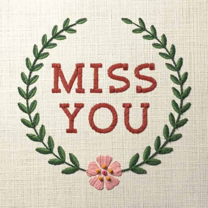Miss you: preview of the stitched design