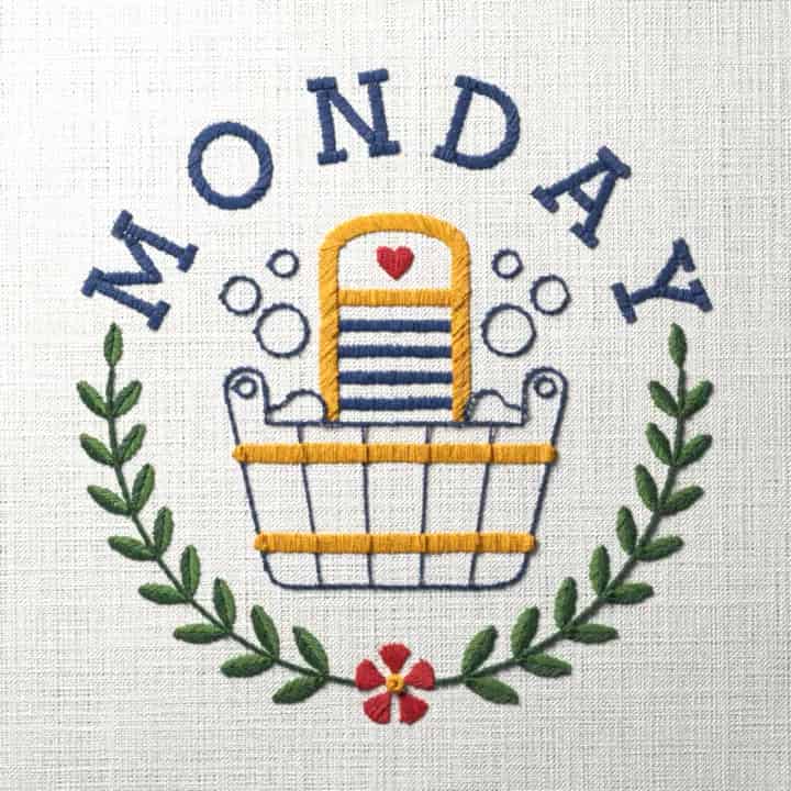 Monday wash day: preview of the stitched design