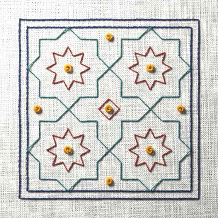 Moroccan tile: preview of the stitched design