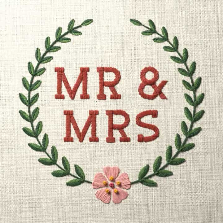 Mr and Mrs: preview of the stitched design