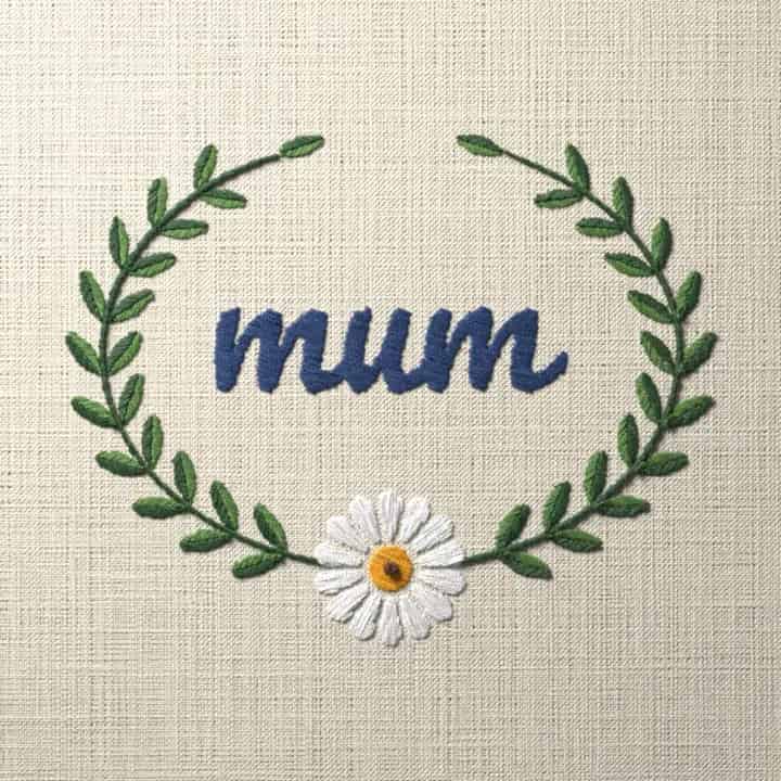 Mum: preview of the stitched design