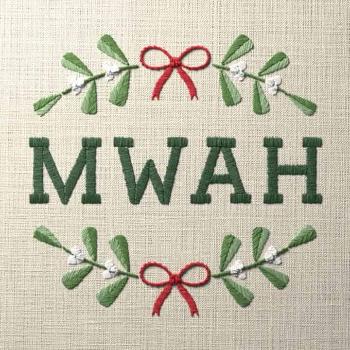 Mwah: preview of the stitched design
