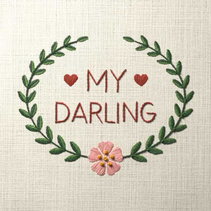 My darling: preview of the stitched design