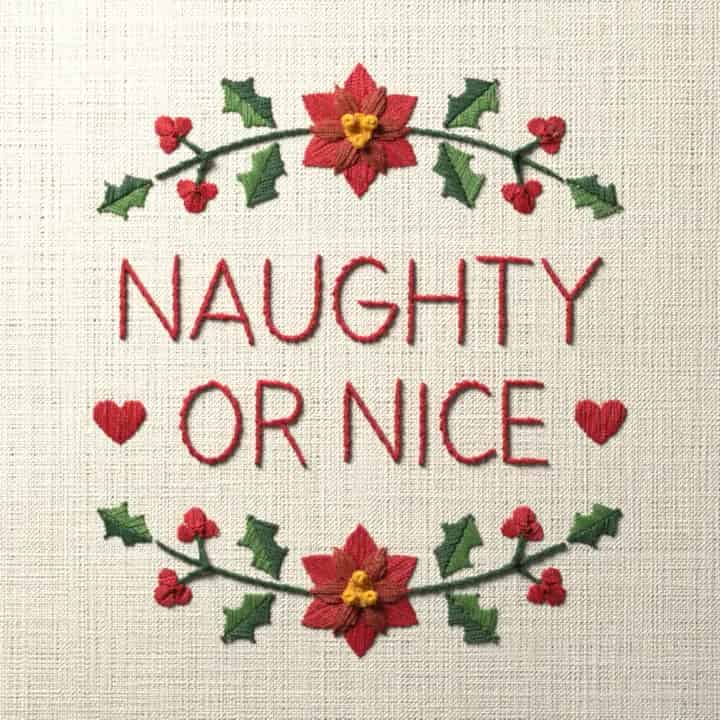 Naughty or nice: preview of the stitched design