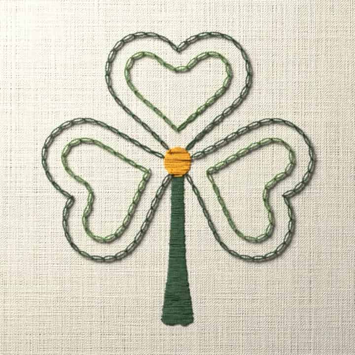 Shamrock in nested lines: preview of the stitched design