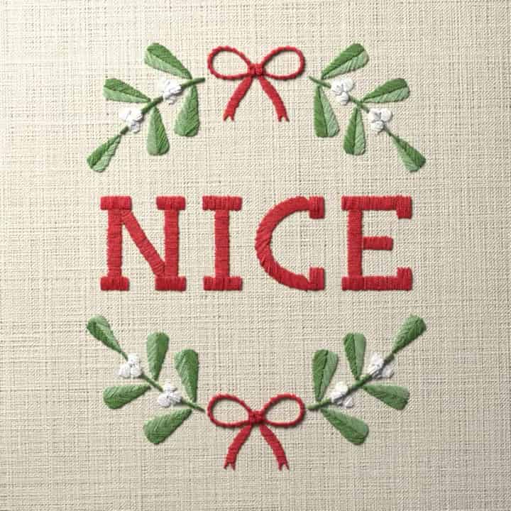 Nice in mistletoe: preview of the stitched design