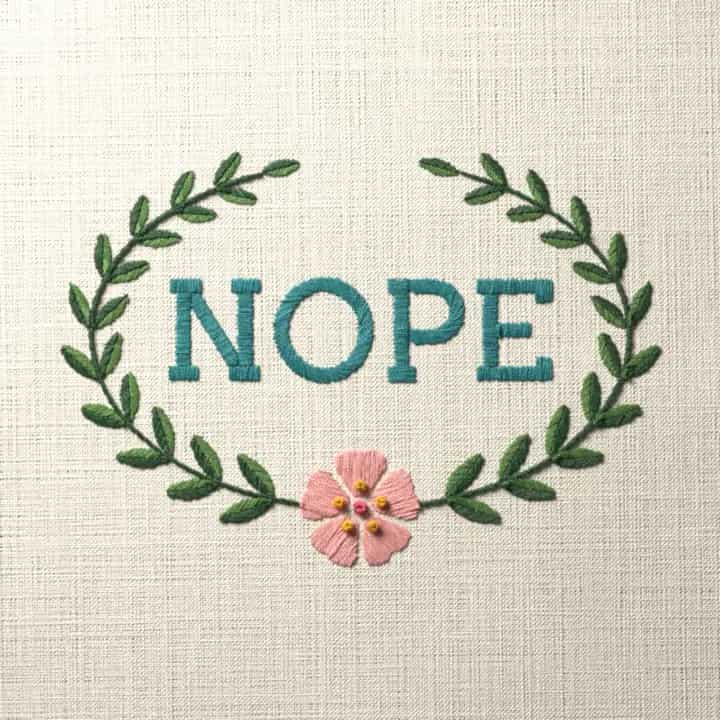 Nope in laurel: preview of the stitched design