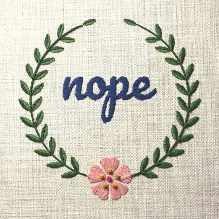 Nope in script: preview of the stitched design