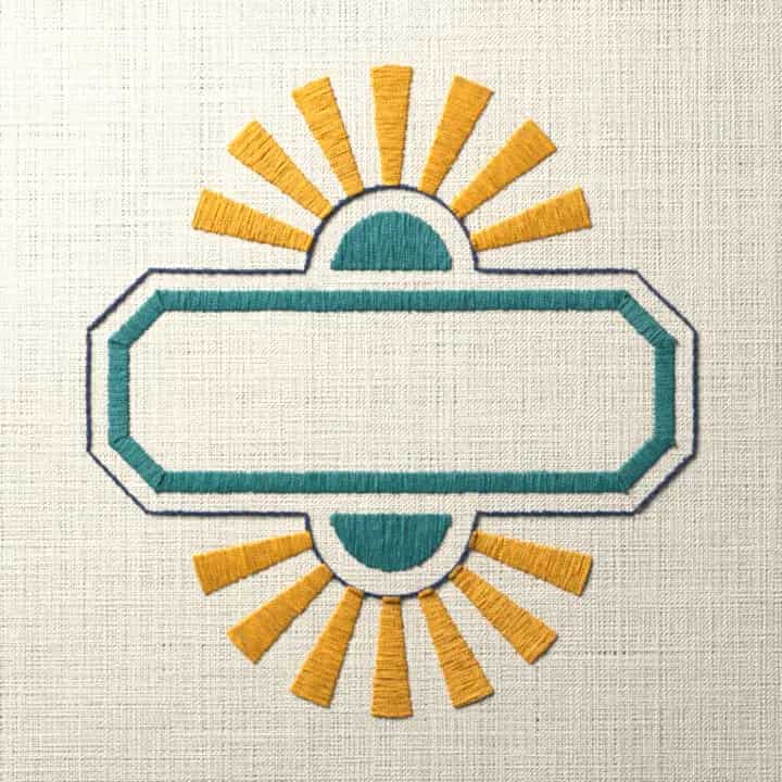 Octagon frame with two fans: preview of the stitched design