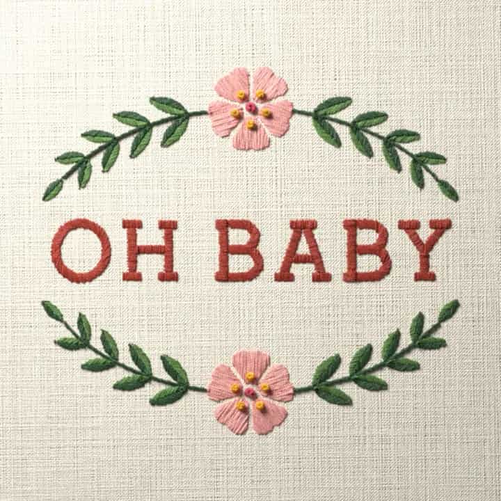 Oh baby: preview of the stitched design