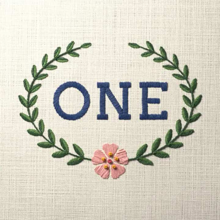One: preview of the stitched design