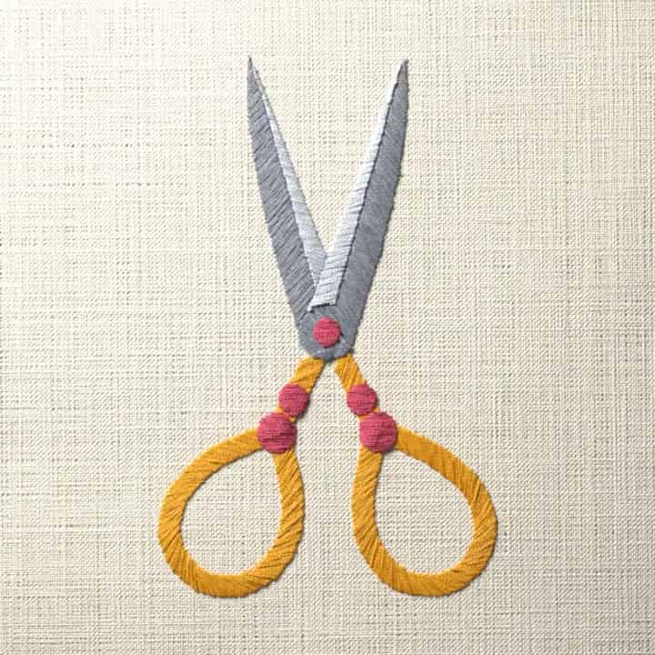 Needlework scissors: preview of the stitched design
