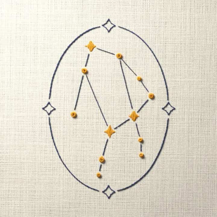 Ophiuchus constellation: preview of the stitched design