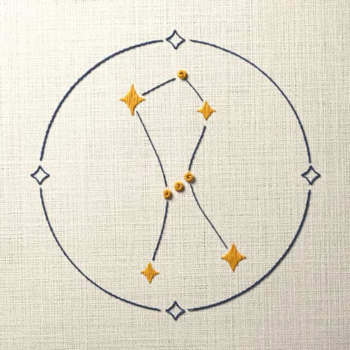 Orion constellation: preview of the stitched design