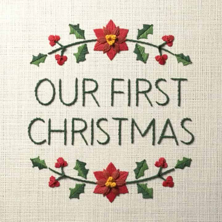 Our first Christmas: preview of the stitched design