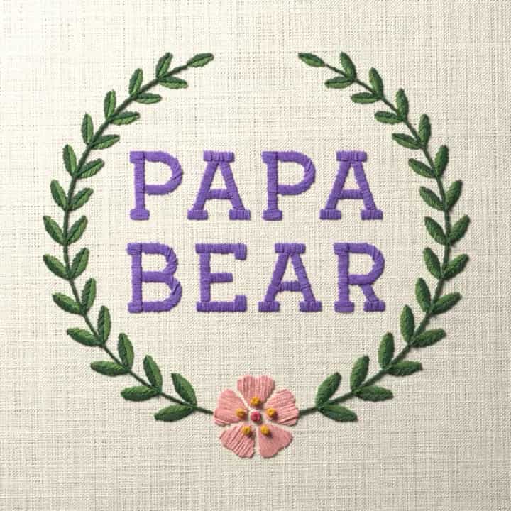 Papa bear: preview of the stitched design
