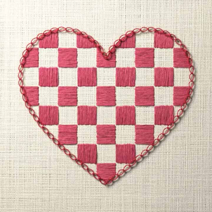 Patchwork heart: preview of the stitched design