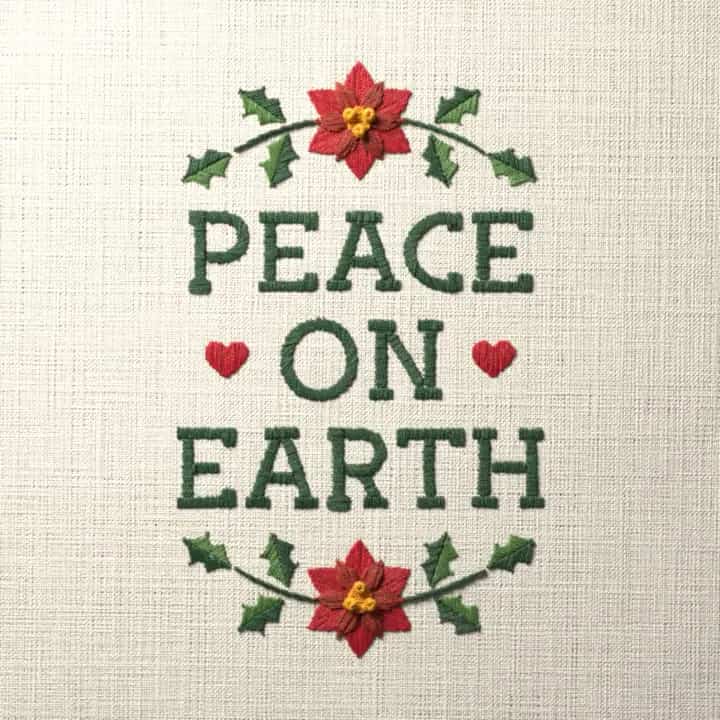 Peace on earth: preview of the stitched design