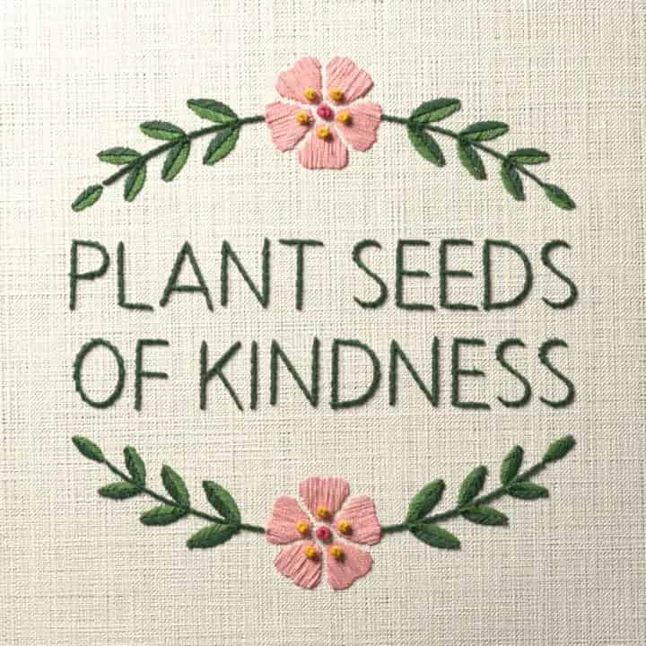Plant seeds of kindness: preview of the stitched design