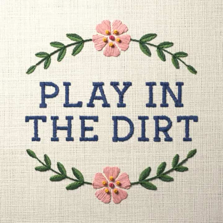 Play in the dirt: preview of the stitched design