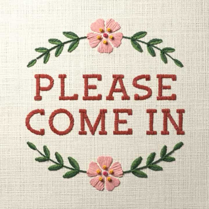 Please come in: preview of the stitched design