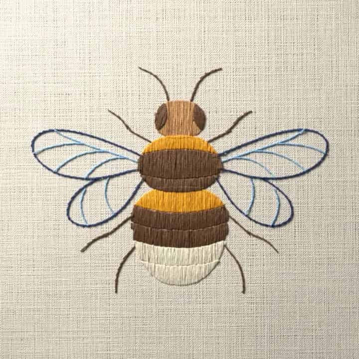Plump bumblebee: preview of the stitched design