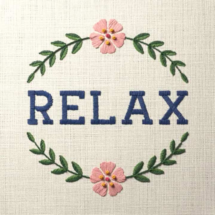 Relax: preview of the stitched design