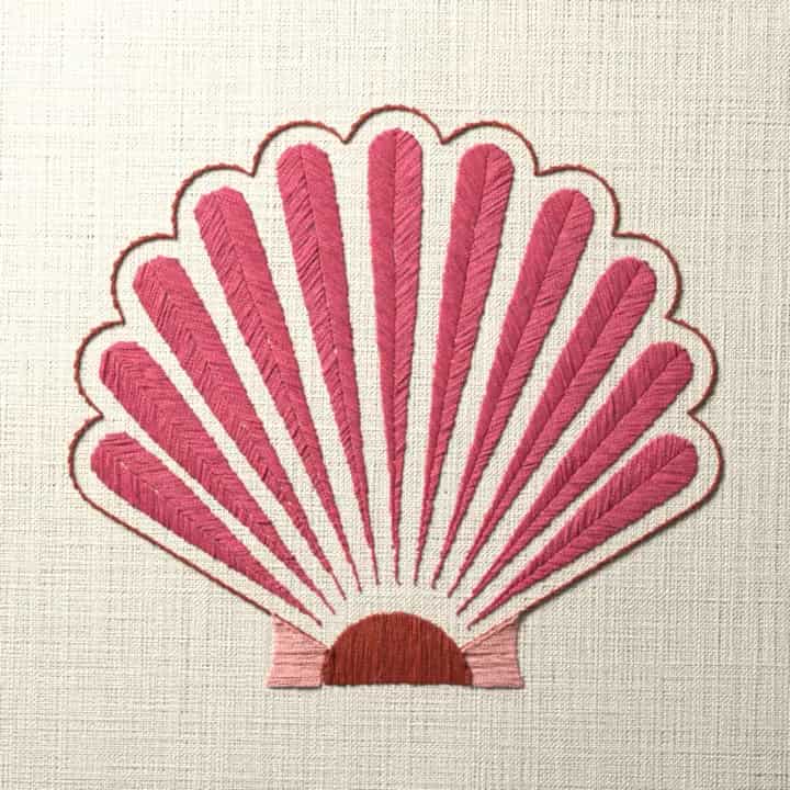 Scallop shell: preview of the stitched design