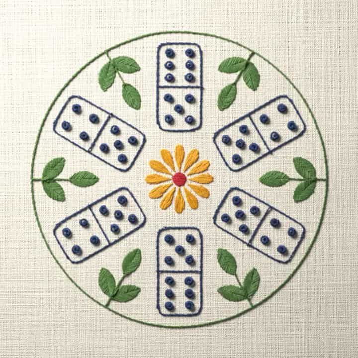 Ring of six dominoes: preview of the stitched design