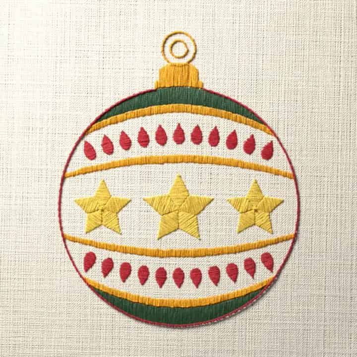 Row of stars bauble: preview of the stitched design