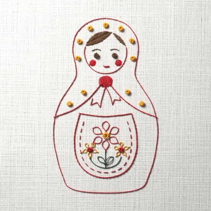 Matryoshka doll: preview of the stitched design