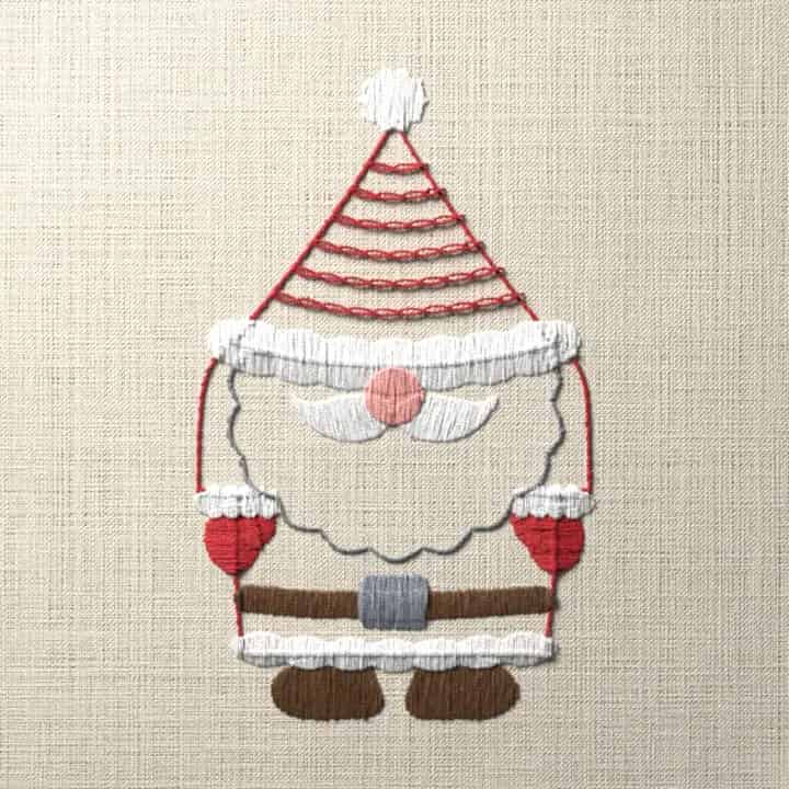 Santa Claus from the front: preview of the stitched design