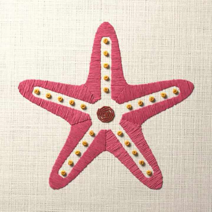Starfish: preview of the stitched design