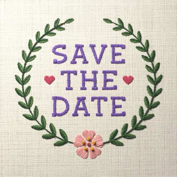 Save the date: preview of the stitched design