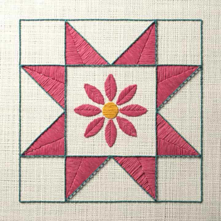 Sawtooth star block: preview of the stitched design