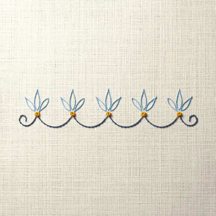 Scallop and knot edging: preview of the stitched design