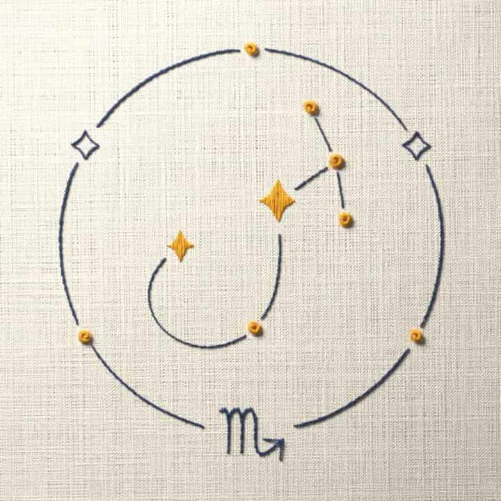 Scorpio zodiac sign: preview of the stitched design
