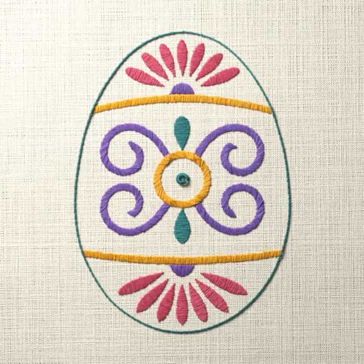 Scroll medallion Easter egg: preview of the stitched design