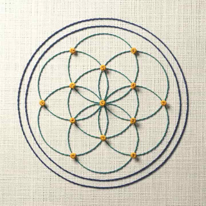 Seed of life: preview of the stitched design