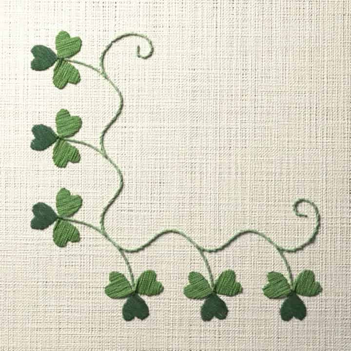 Shamrock row corner: preview of the stitched design