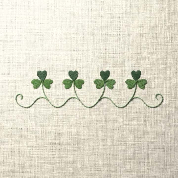 Shamrock row edging: preview of the stitched design