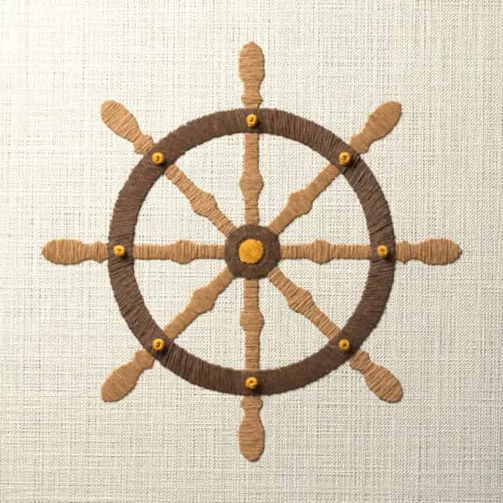Ship’s wheel medallion: preview of the stitched design