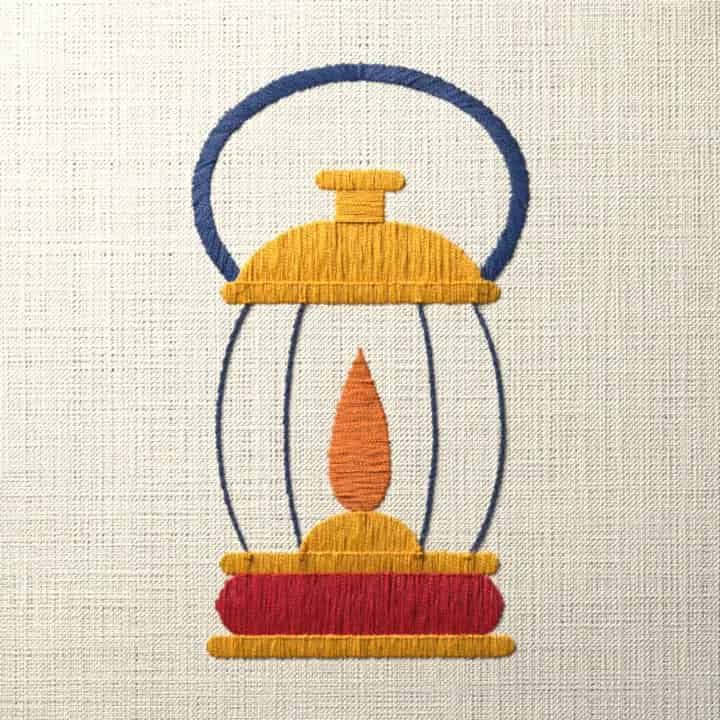 Ship’s lantern: preview of the stitched design