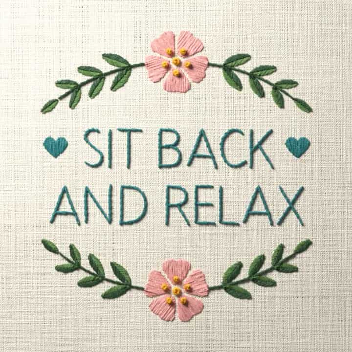 Sit back and relax: preview of the stitched design
